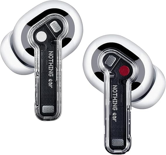 Nothing Ear Wireless Earbuds Bluetooth, 45dB Hybrid Smart ANC Earbuds, 11mm Deep Bass Boost, Hi-Res Audio with LDAC & LHDC 5.0, 6 Mics Call, 40.5H Playtime with Fast Charging Case, ChatGPT Supported