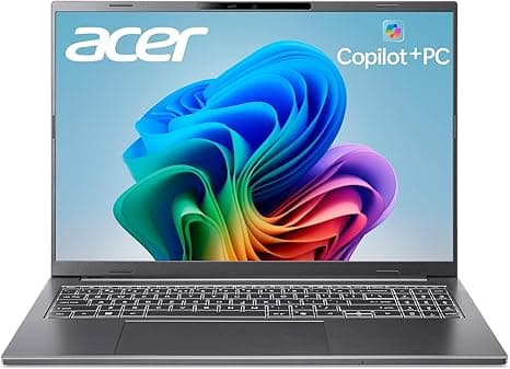 acer Aspire 16 AI Copilot+ PC | 16" WUXGA 120Hz Multi-Touch Display | Snapdragon X X1-26-100 | NPU: 45 Tops - GPU: Up to 1.7 TFLOPs | 16GB LPDDR5X | 512GB PCIe Gen 4 SSD | Wi-Fi 7 | A16-11MT-X669